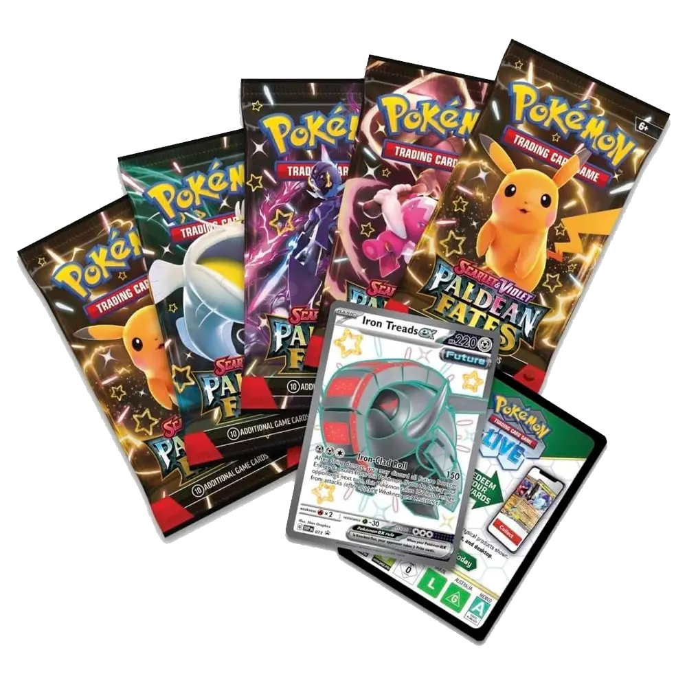 Pokemon Paldean Fates Iron Treads Tin - Scarlet & Violet (5 packs)